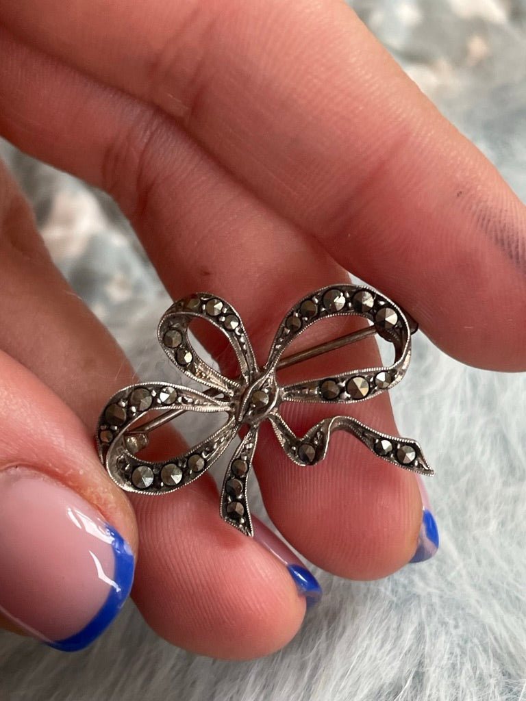 Sterling Silver Bow Brooch