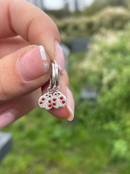 Ladybird Charm Hoops