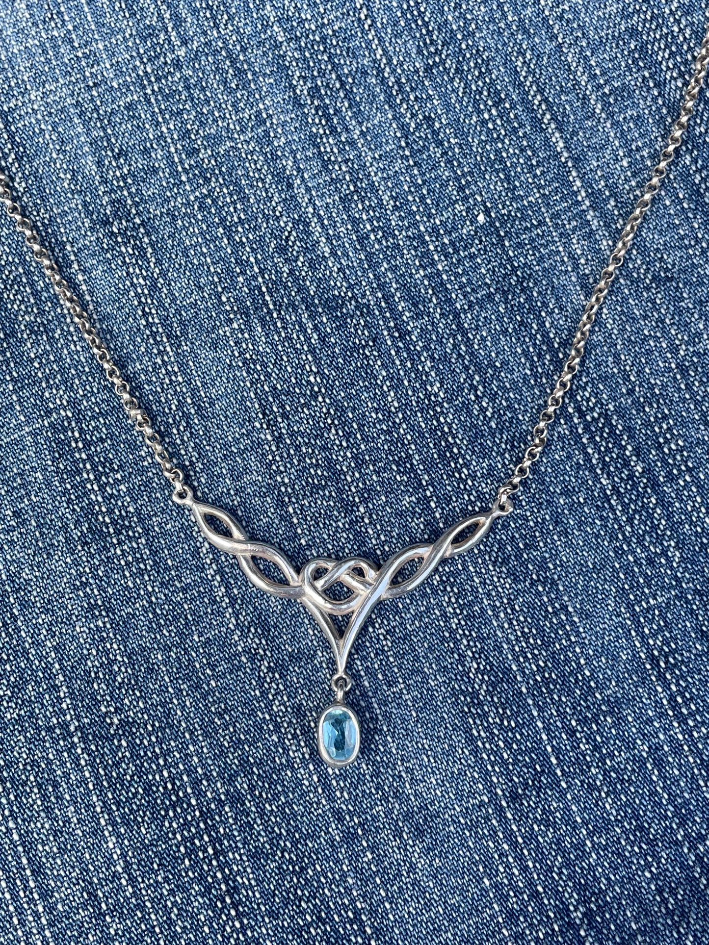 Celtic Twist Aquamarine Bib Necklace