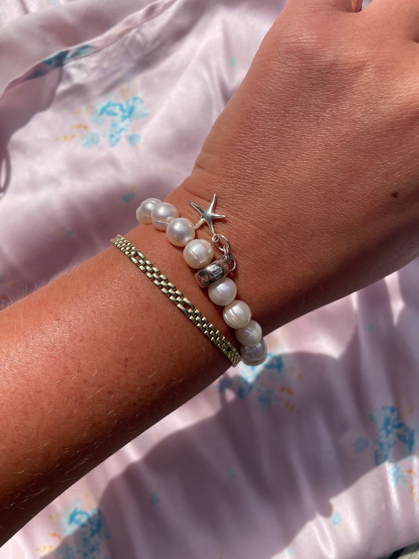 Pearl Starfish Charm Bracelet