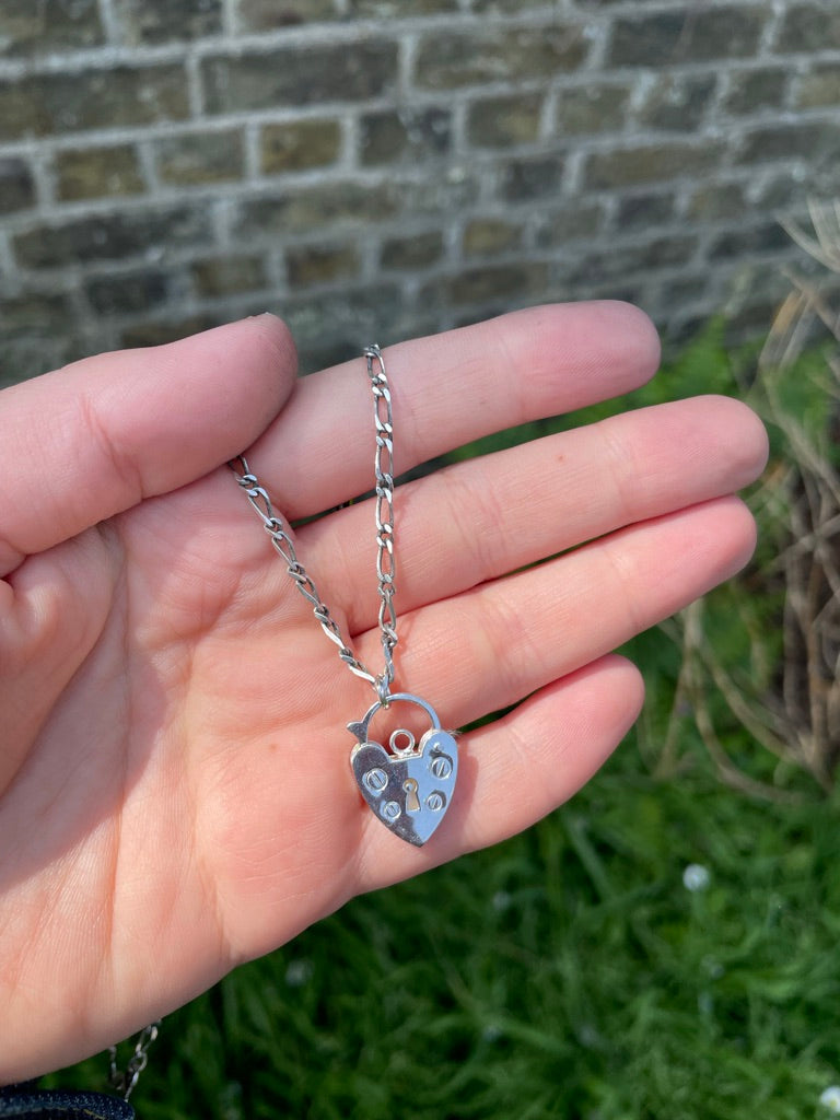 Figaro Heart Padlock Necklace