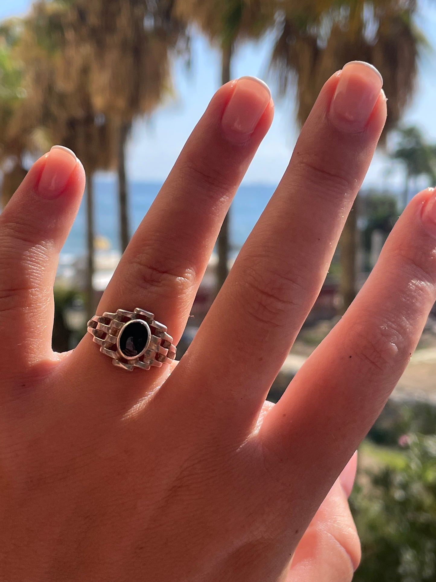 Honeycomb Onyx Ring