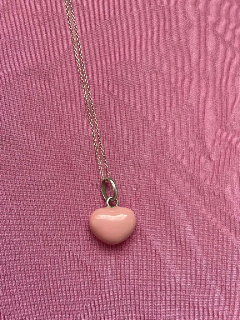 Pink Enamel Heart Necklace