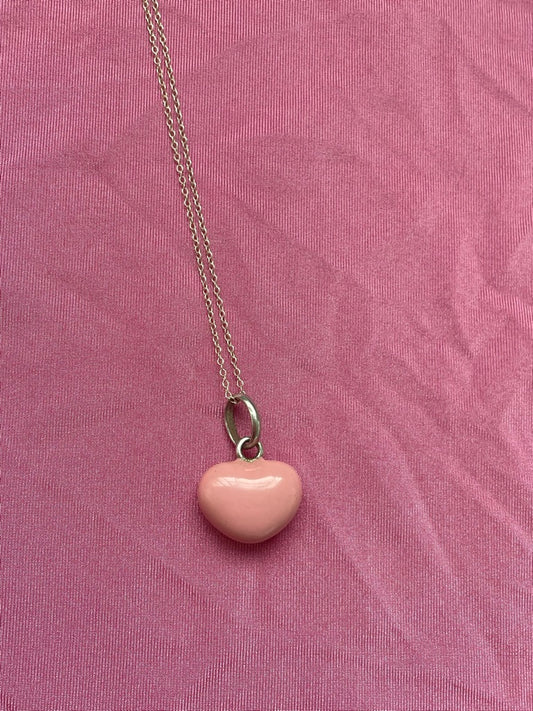 Pink Enamel Heart Necklace