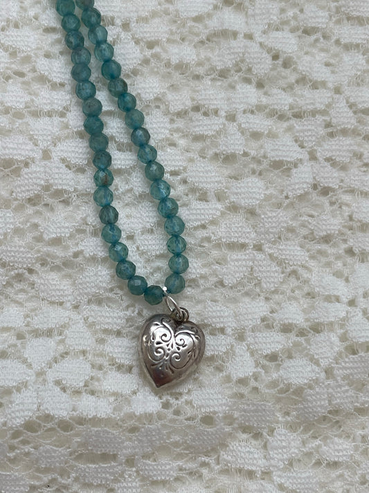 Blue Bead Charm Necklace