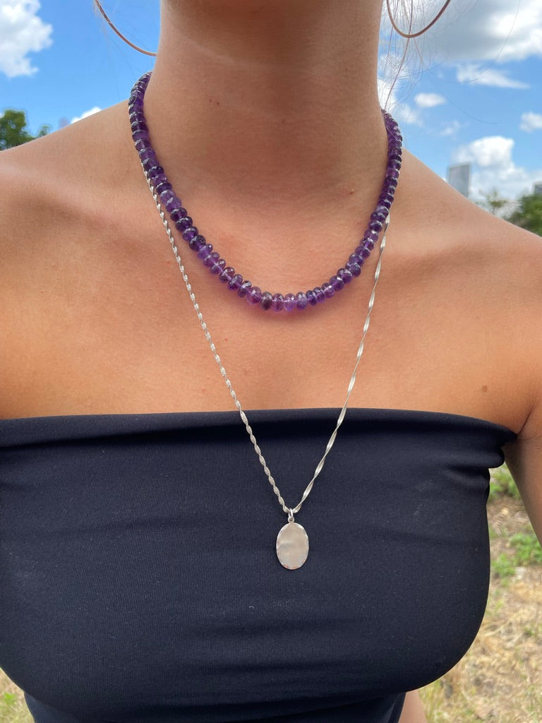 Faceted Amethyst Beaded Necklace