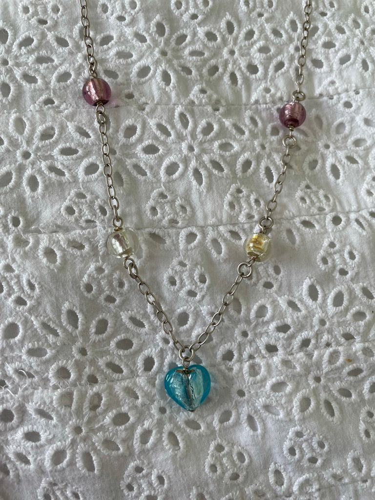 Multicolour Glass Heart Necklace