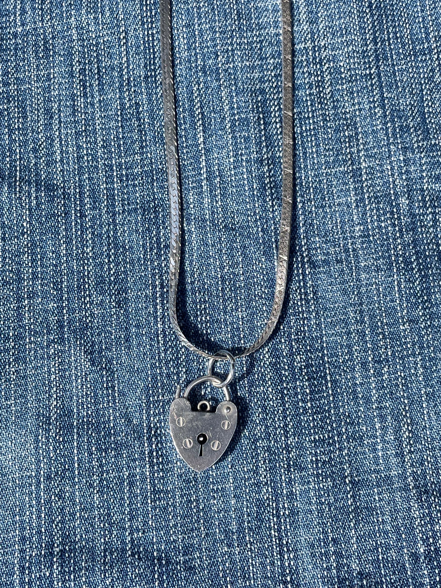 Herringbone Heart Padlock Necklace