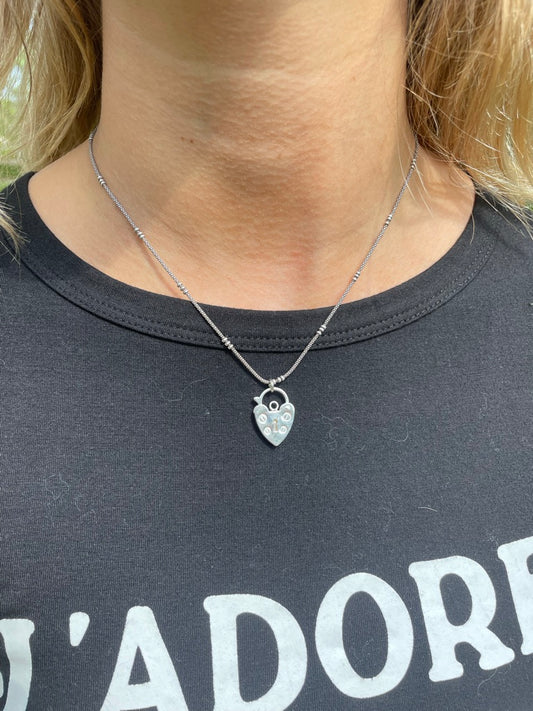 Dot Chain Heart Padlock Necklace