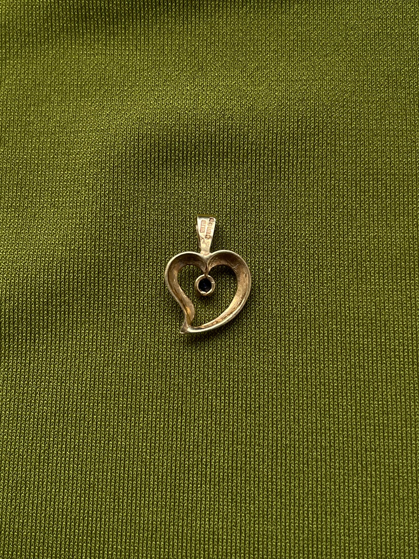 Gold Sapphire Heart Charm