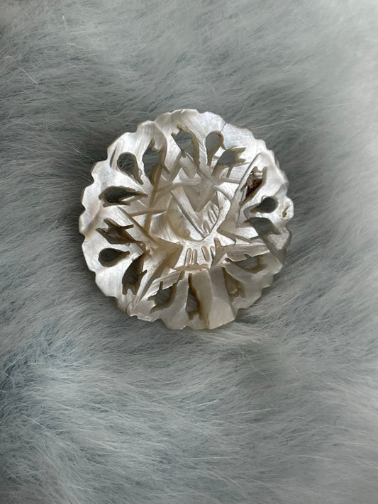 Hand Carved Mother of Pearl Brooch