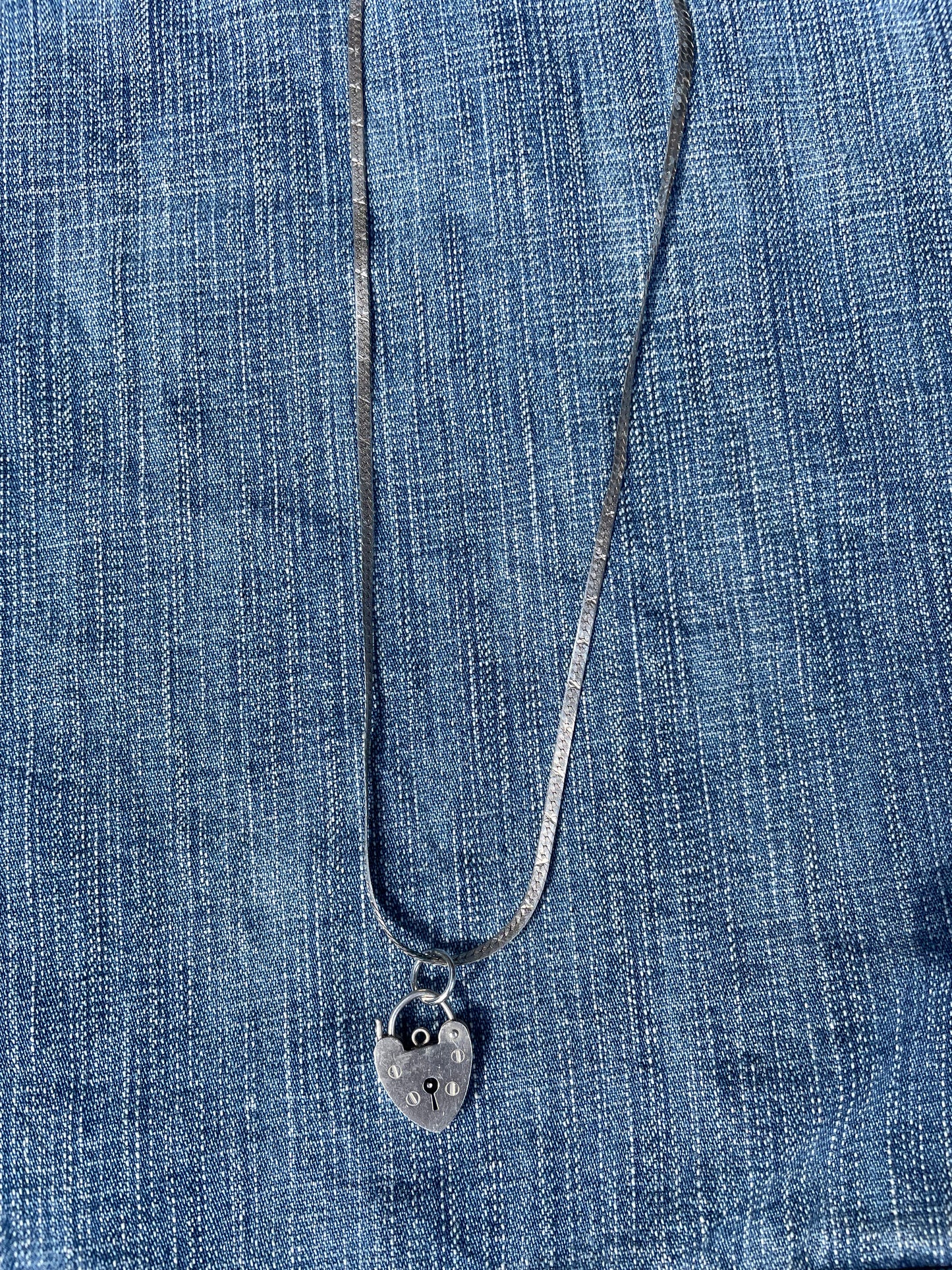 Herringbone Heart Padlock Necklace