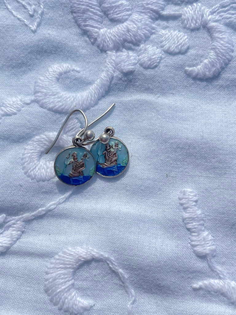 Enamel St Christopher Earrings