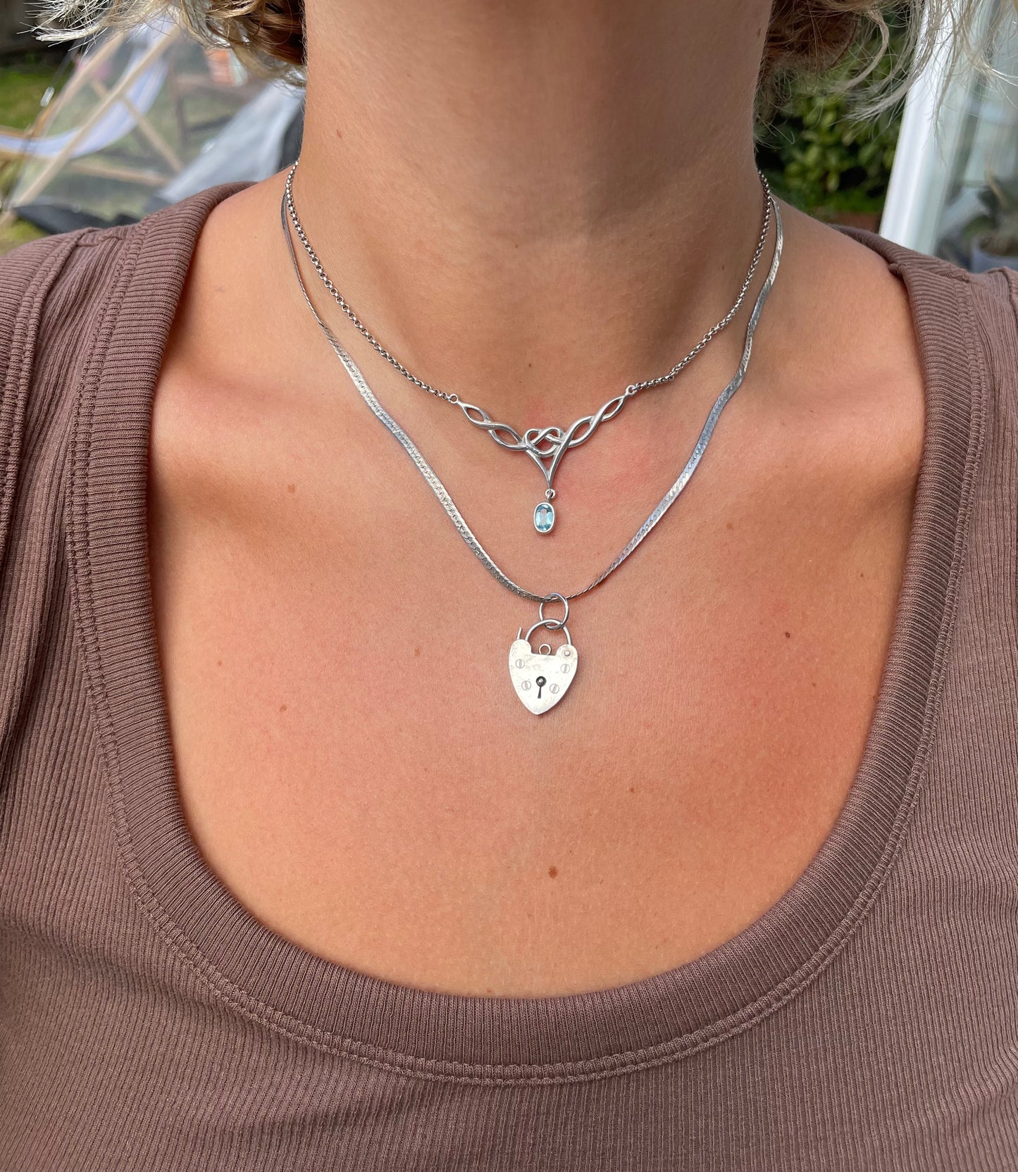 Herringbone Heart Padlock Necklace