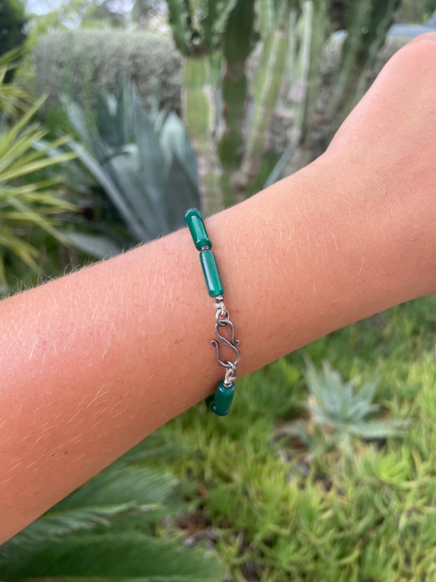 Dark Silver and Jade Bracelet