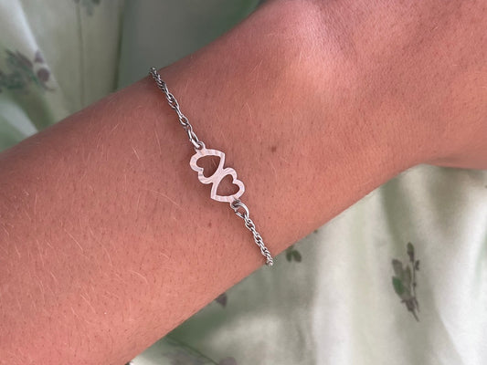 Dainty Double Heart Bracelet