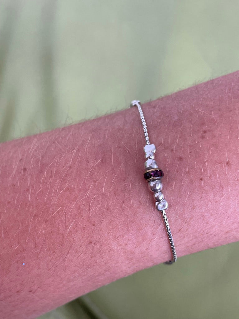 Dainty Garnet Stacker Bracelet