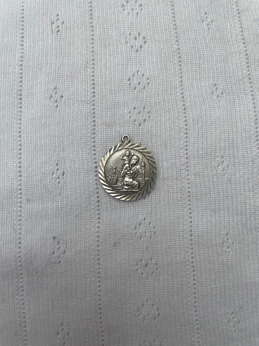 Small Round Etched St Christopher