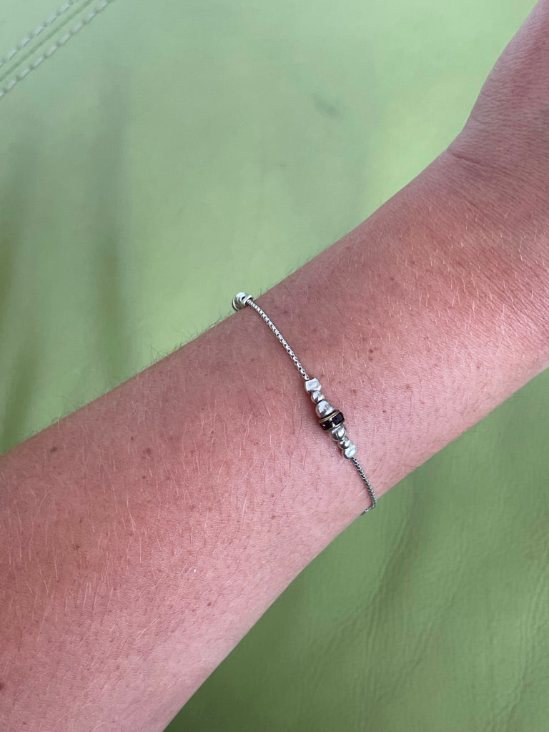 Dainty Garnet Stacker Bracelet