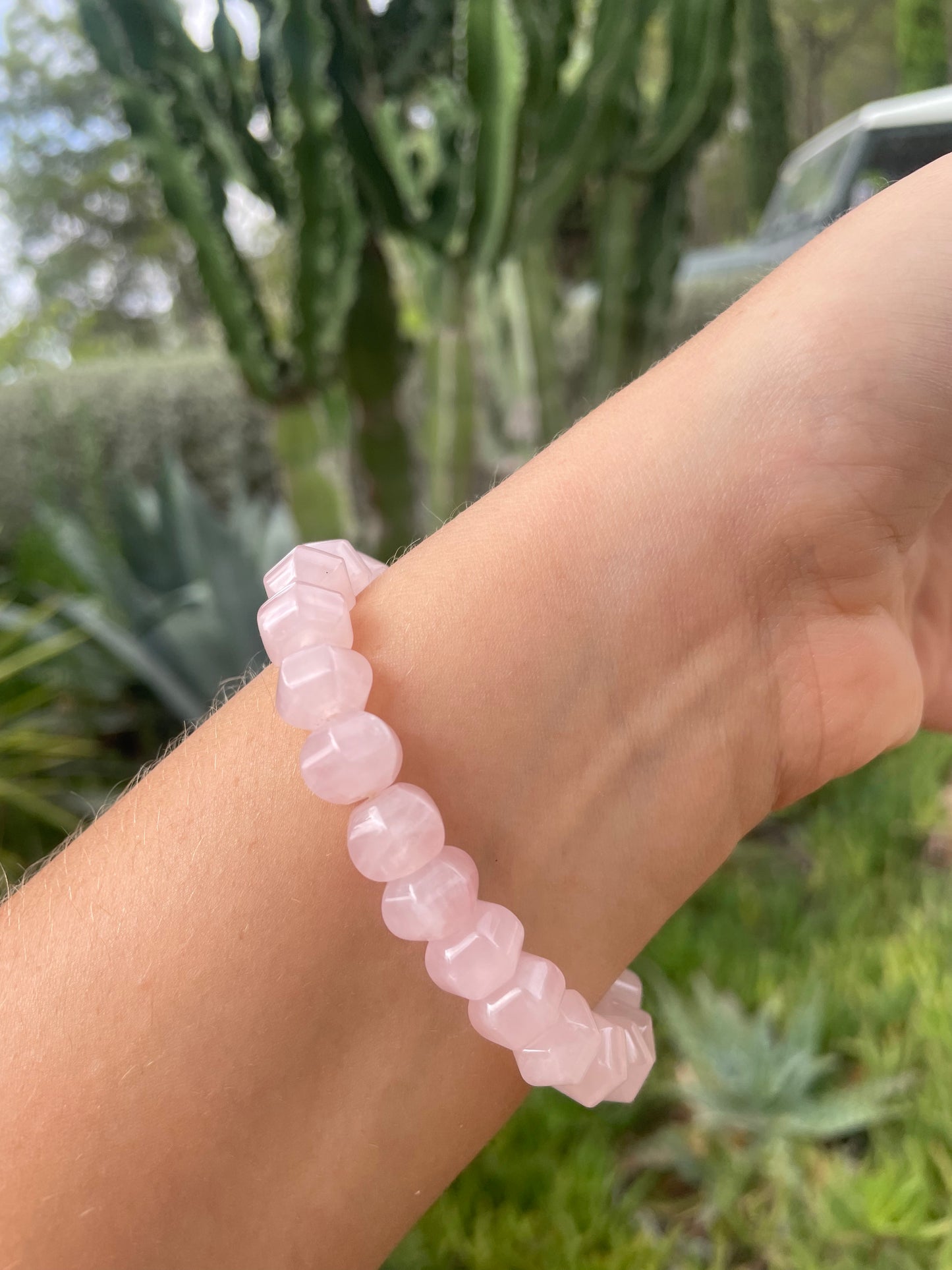 Rose Quartz BOW Charm Bracelet