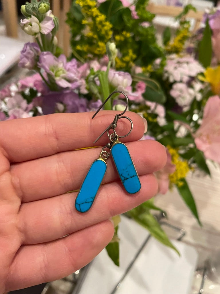 Mexican Silver Turquoise Earrings