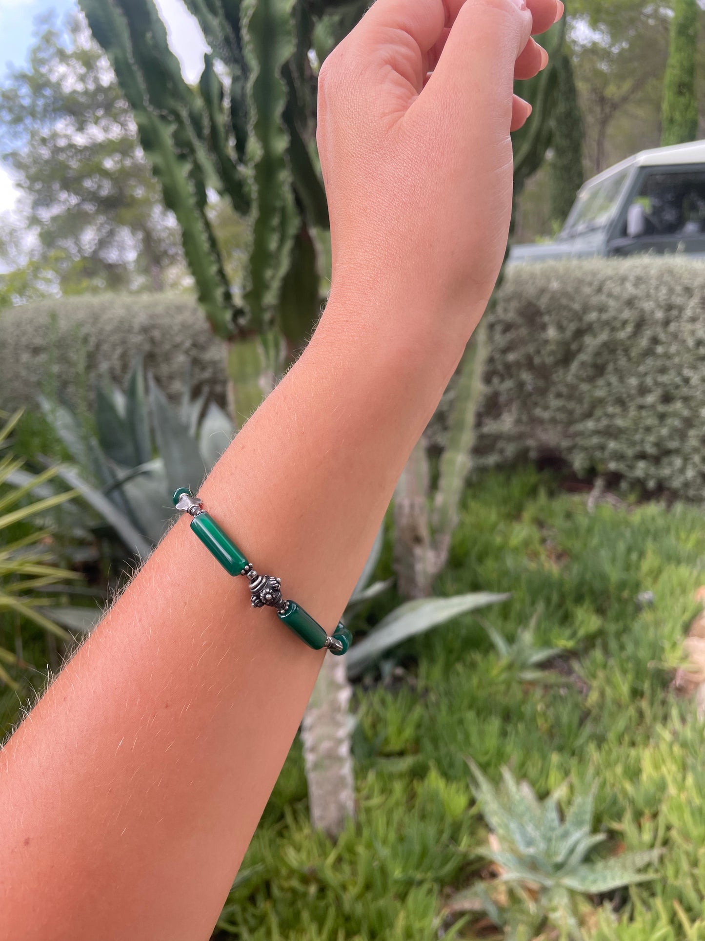 Dark Silver and Jade Bracelet