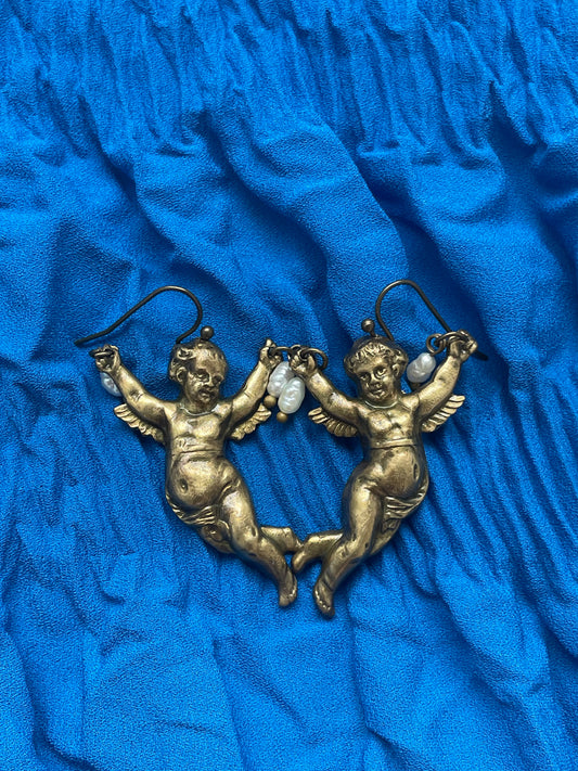 Brass Cherub Earrings