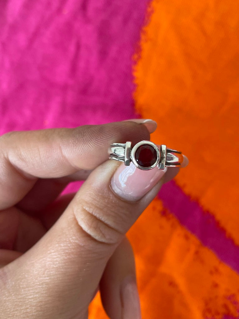 Round Garnet Ring