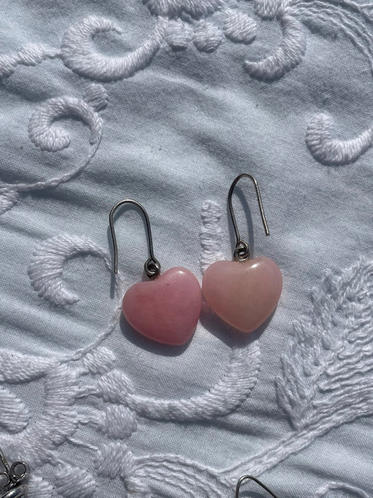 Pink Quartz Heart Danglies