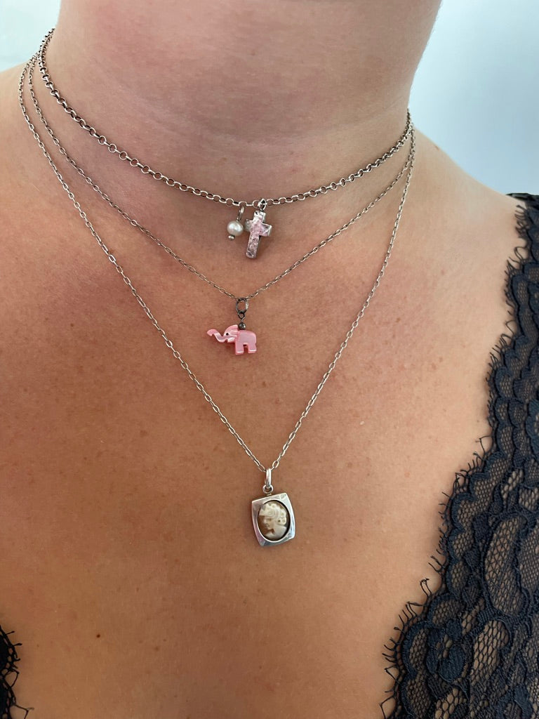 Teeny Pearl Elephant Necklace