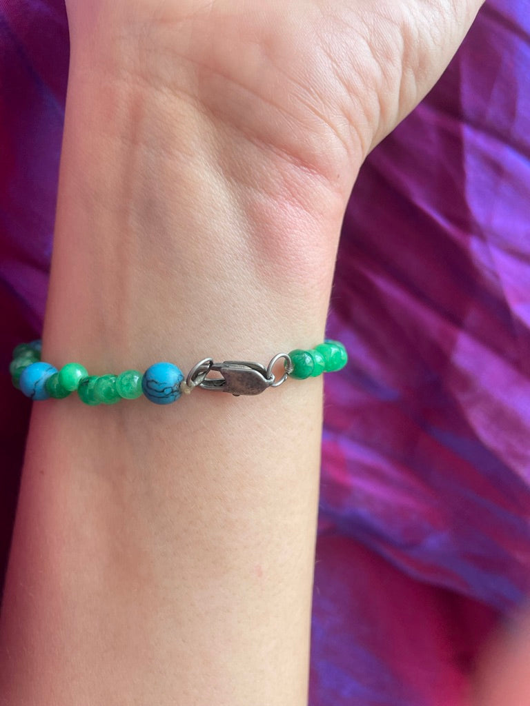 Turquoise and Jade Bracelet