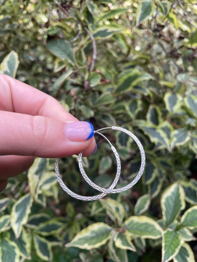 Shiny Etched Hoops