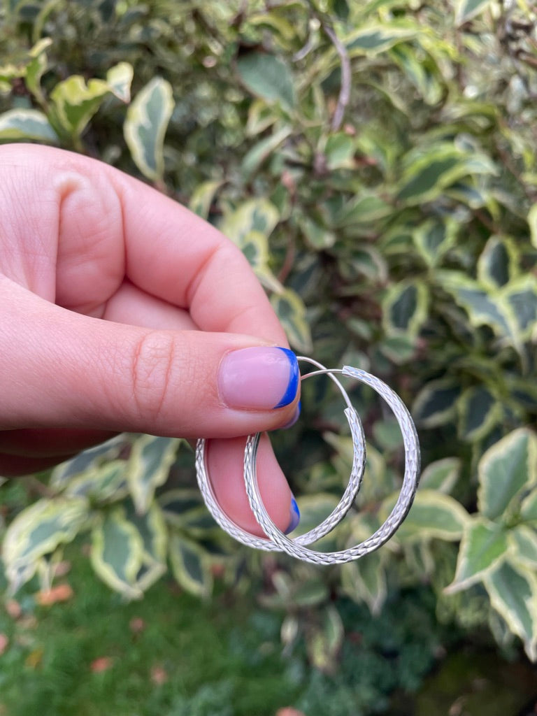 Shiny Etched Hoops