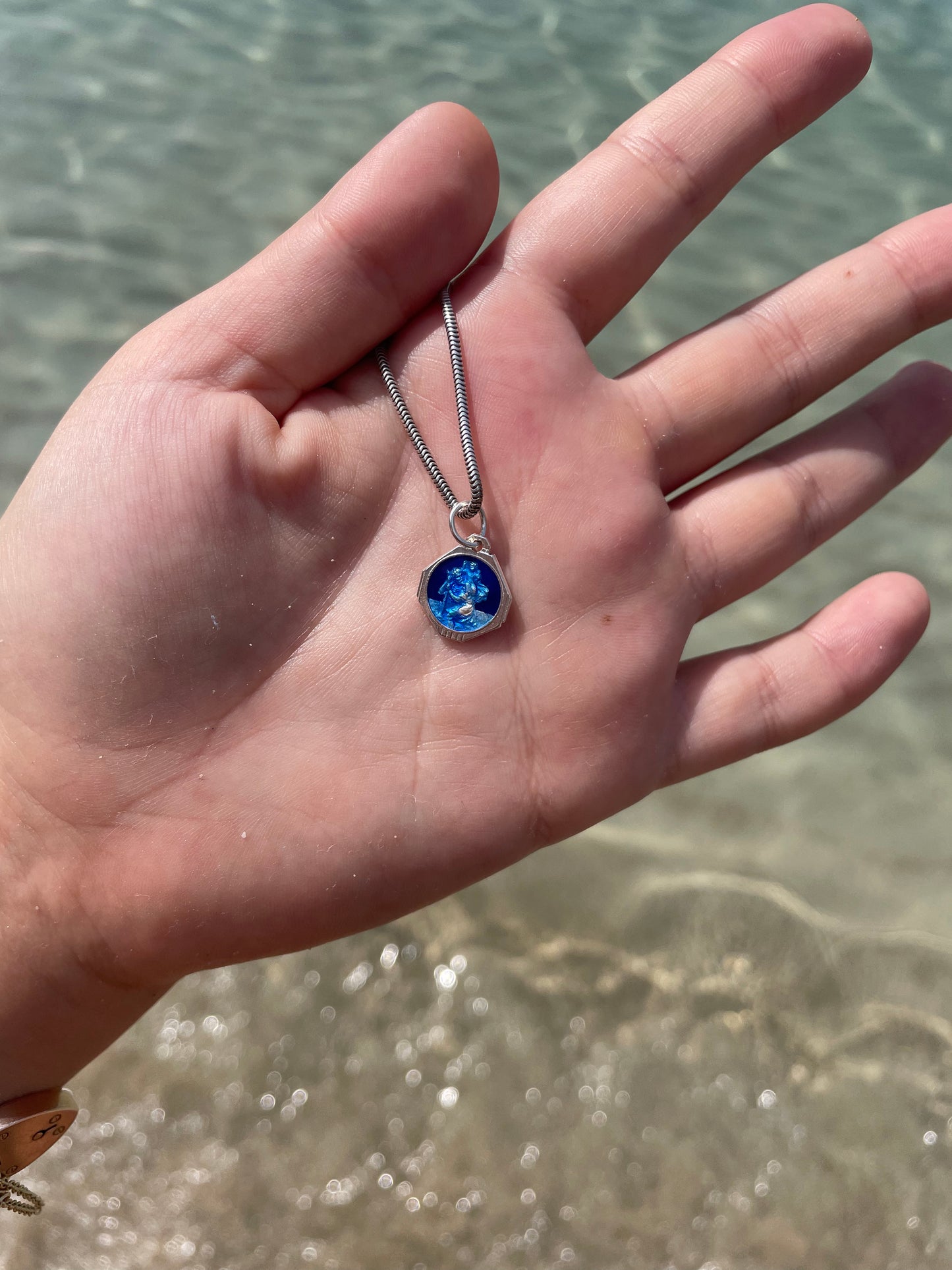 Electric Blue Enamel St Christopher