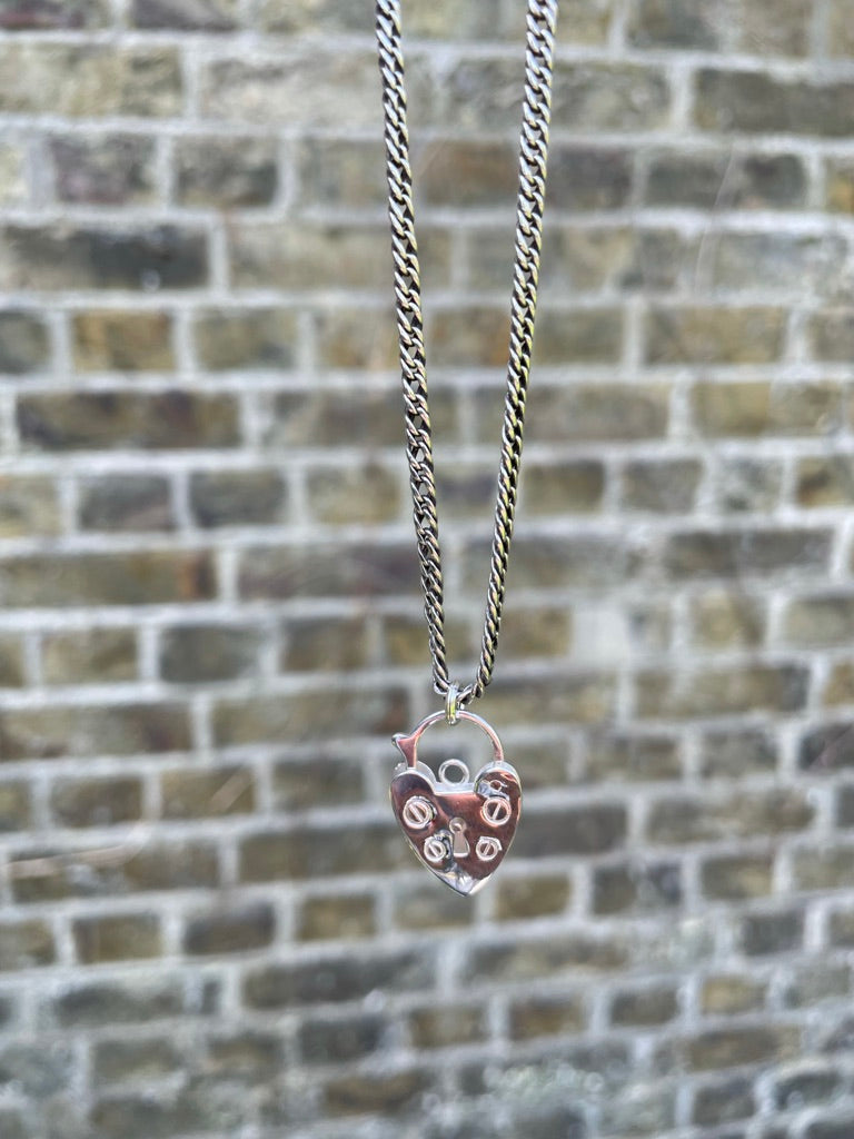 Chunky Curb Heart Padlock Necklace