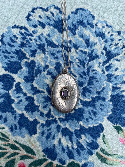 Big Boi Amethyst Oval Locket