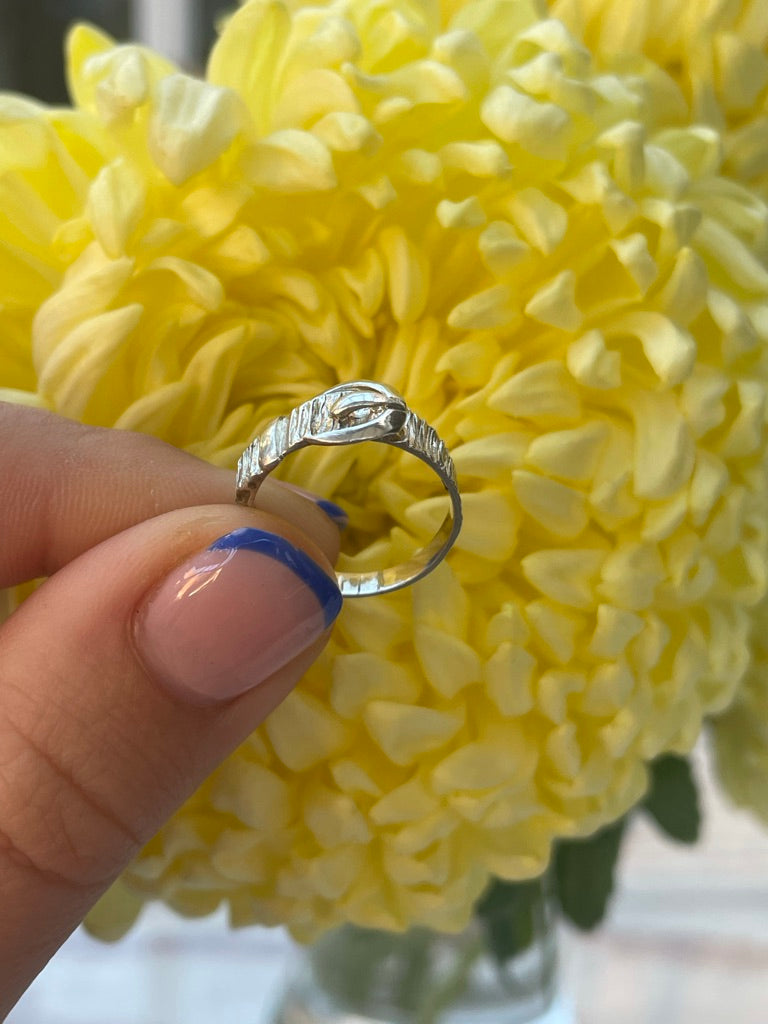 70s Bark Cut Buckle Ring