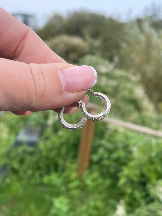 Horseshoe Engraved Hoops