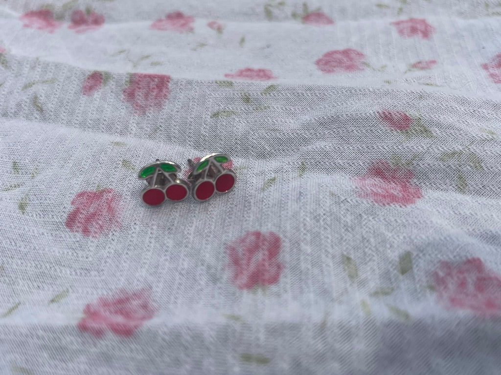 Enamel Cherry Studs