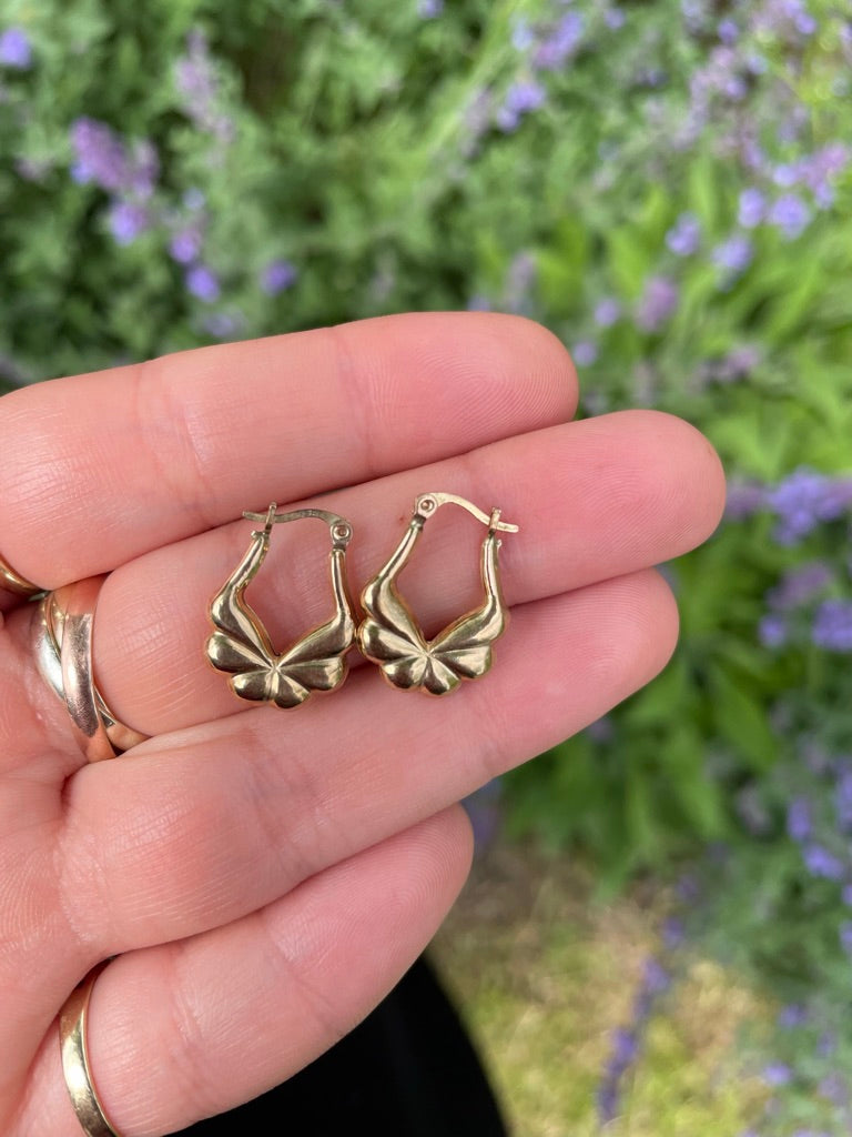 Gold Butterfly Hoops