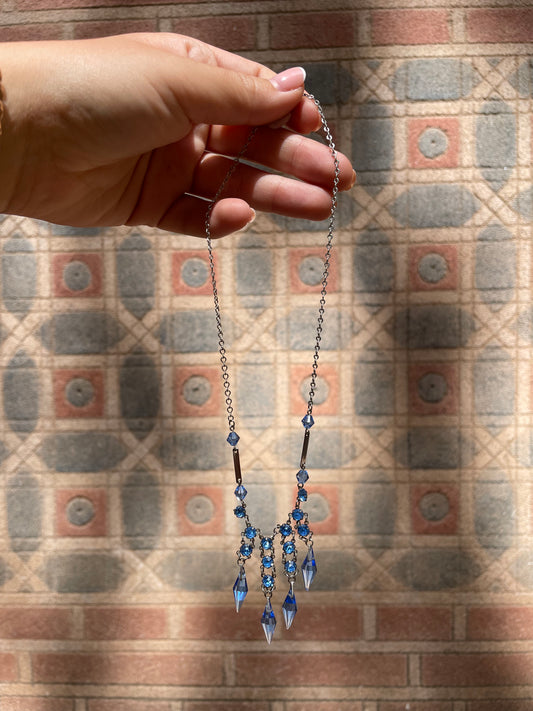 Blue Glass Chandelier Necklace