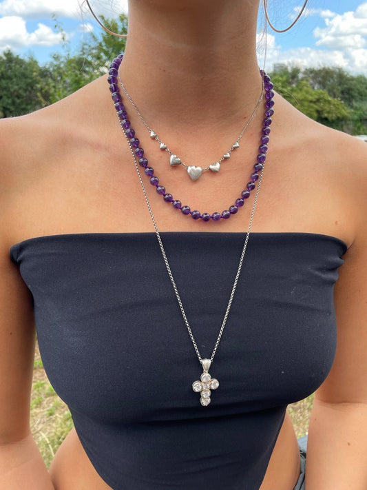 Ball Amethyst Beaded Necklace