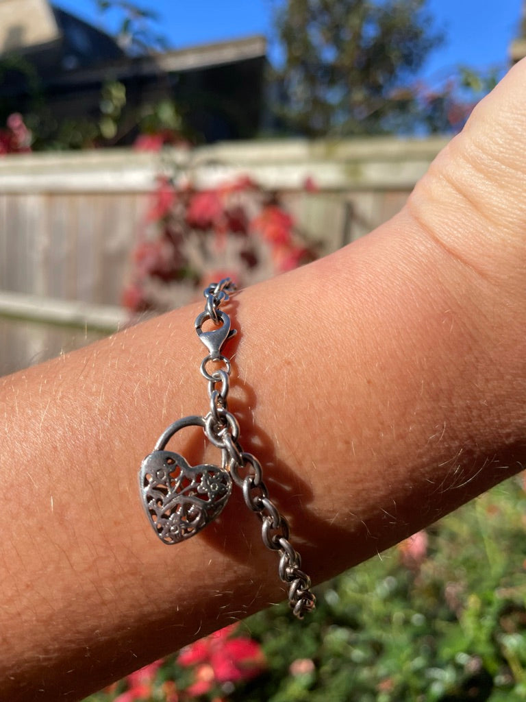 Heart Padlock Charm Bracelet