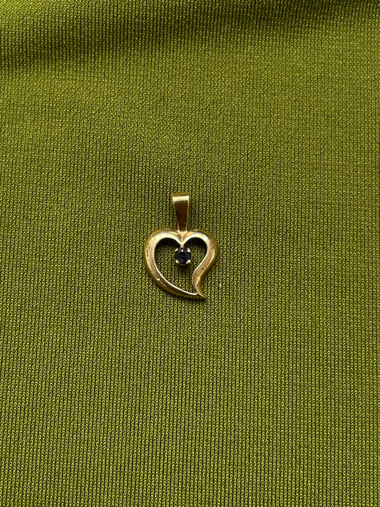 Gold Sapphire Heart Charm