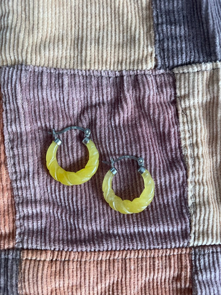 Yellow Jade Hoops