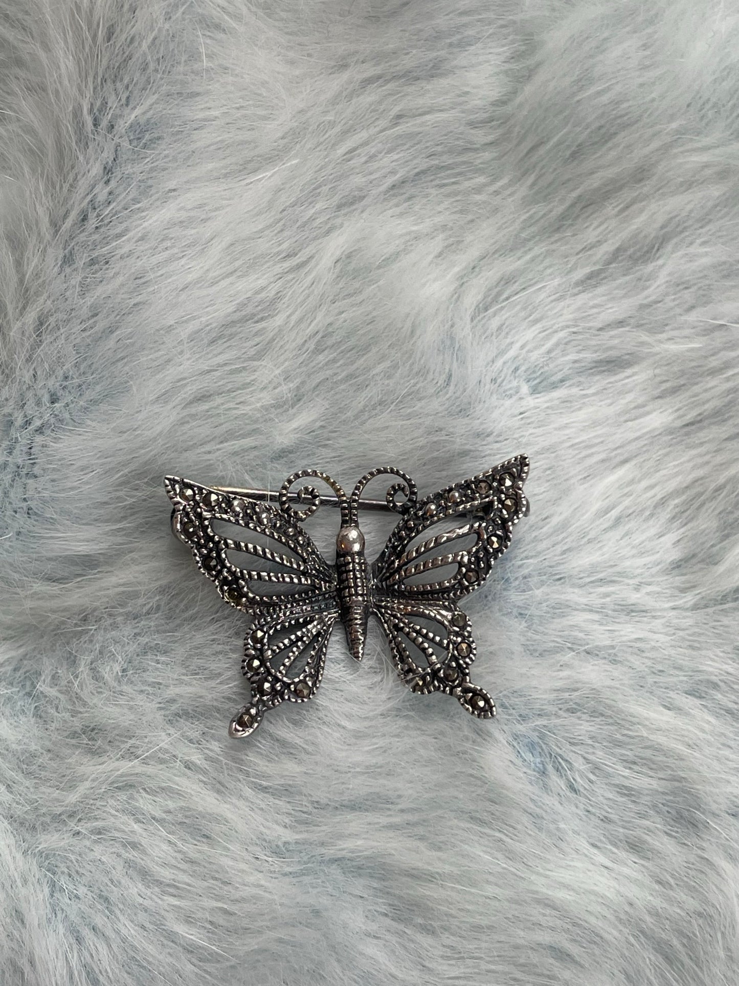 Marcazite Silver Butterfly Brooch