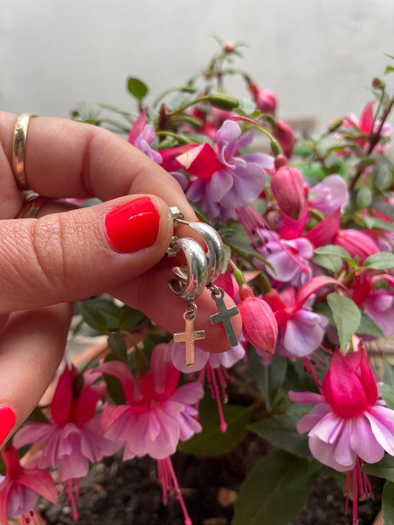 Cross Dangle Hoops