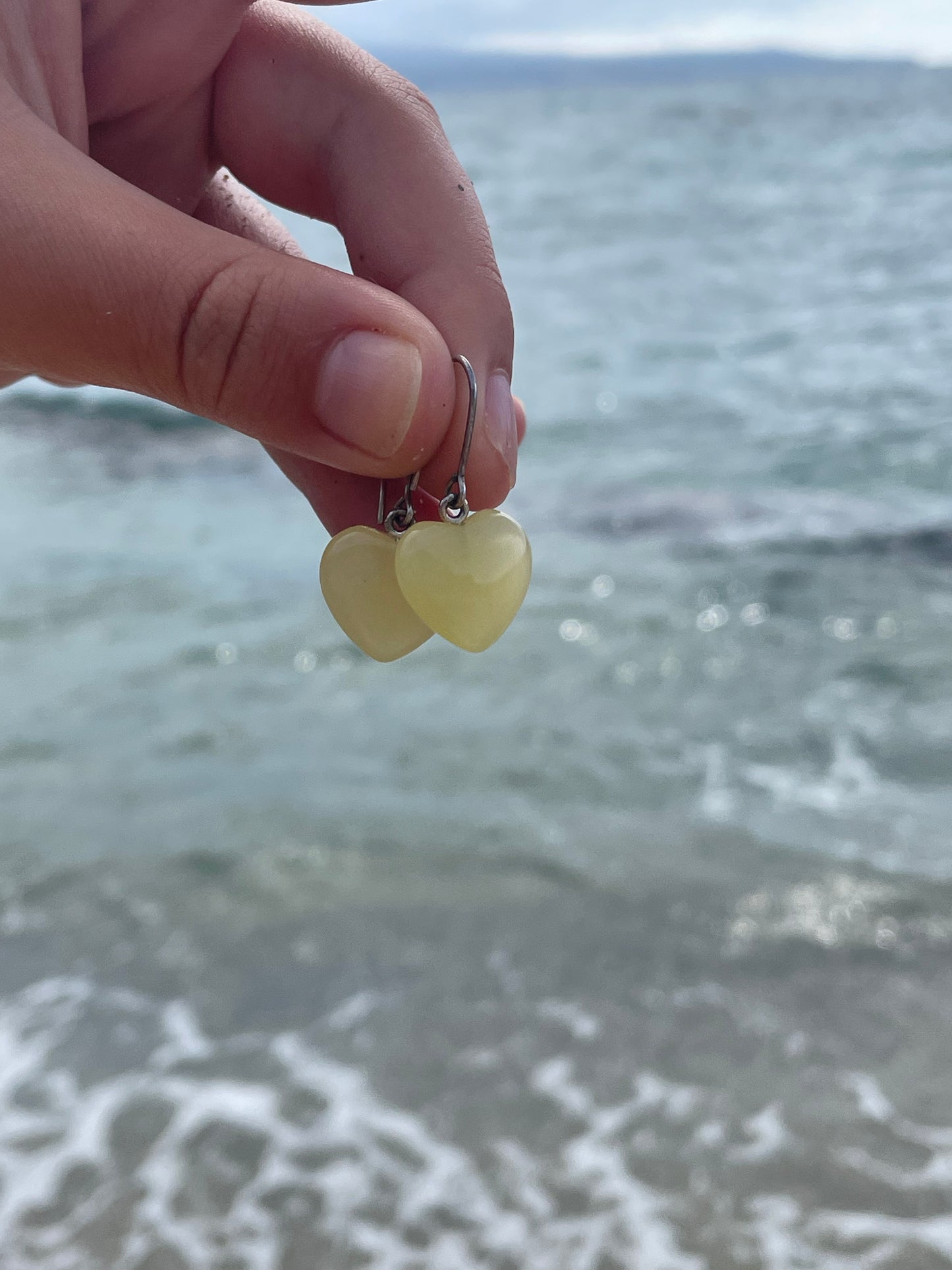 Lemon Yellow Quartz Heart Danglies