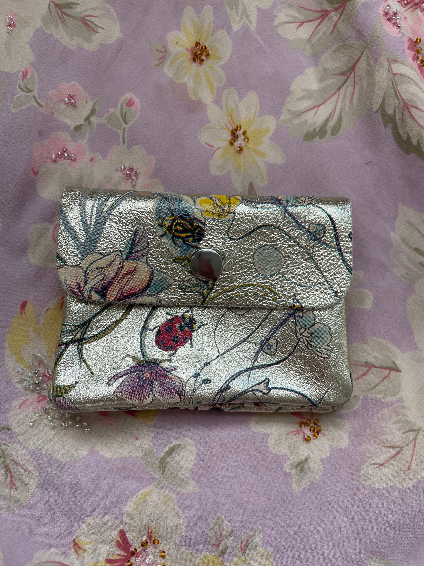 Pale Gold Botanical Print Jewel Pouch