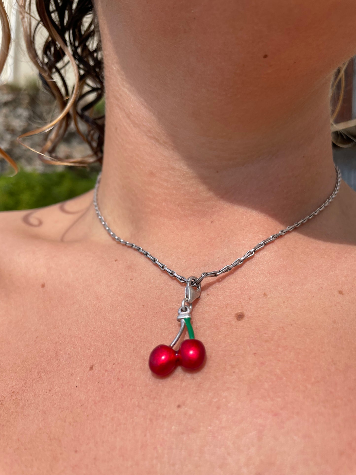 Enamel Cherry Necklace